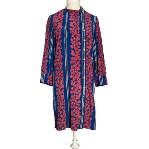Madchen for Anthropology Blue & Pink Floral Print Shift Dress Sz 6